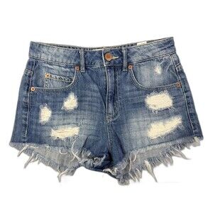 Garage Size 1 Womens Shorts Distress Cut Off Festival High Rise Shortie Cotton